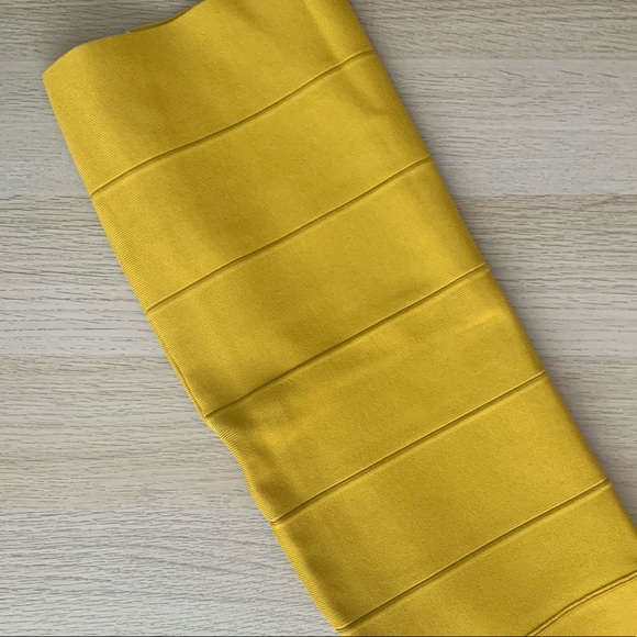 BCBG MAXAZRIA Alexa Bandage Stretch Mid-Length Skirt~Mustard (Sunshine) Color - Picture 3 of 4